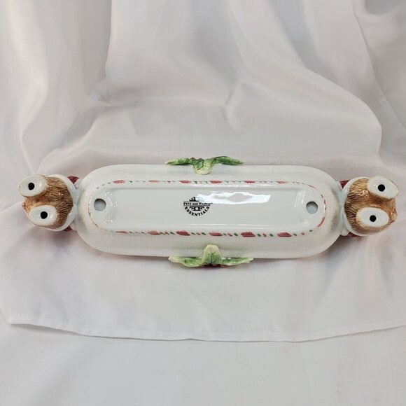 Fitz and Floyd Essentials Peppermint Teddy tidbit cracker dish 13.5 inches tall - Picture 9 of 10